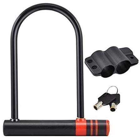 Garden Mile Heavy Duty Bike Lock D Lock Key Cable 24x19cm U-Type Shaped Bike Motorbike Scooter Locks High Security Steel Cable Keys Anti Theft Bicycle Locks for Road Mountain Included Brackets