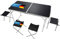 Table Pliante multifonctionnelle Table de Camping Table de marché Pliante Table de marché réglable en Hauteur Table d'appoint pour Le Camping (Set de Camping avec 4 chaises - Noir)