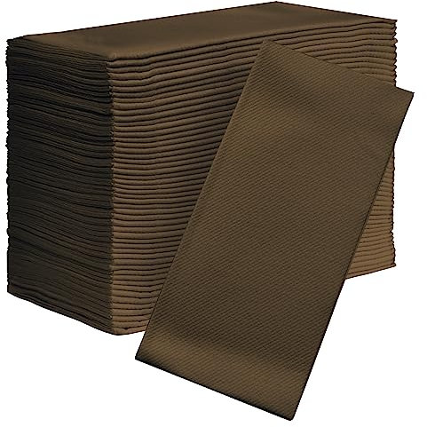 AH AMERICAN HOMESTEAD Papierservietten, Einweg-Servietten, leinenähnlich, 50 Stück, für Partyzubehör, Großpackung, Restaurantqualität, farbige Tischservietten, 40 x 40 cm, Braun