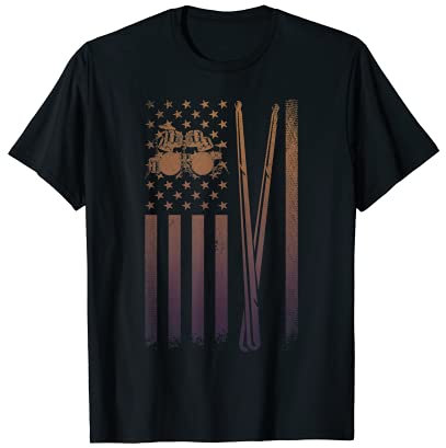 Schlagzeuger Amerika Flagge Drumsticks Drummer Schlagzeug T-Shirt