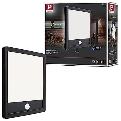 Paulmann 94665 LED Außenleuchte Panel Lamina mit Bewegungsmelder IP44 eckig incl. 1x14,5 W Warmweiß Schwarz Außenpanel Kunststoff Lichtpanel 3000 K