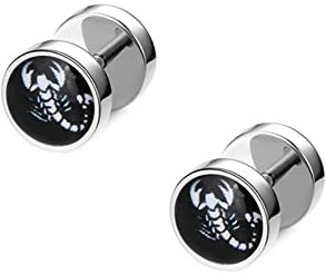 Ayoiow Ohrstecker Männer, Ohrschmuck Männer Ohrringe Ohrstecker Rund mit Skorpion Muster