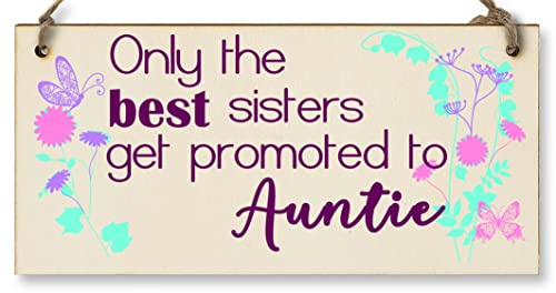 Handmade Wooden Hanging Wall Plaque Only the best Sisters Promoted Auntie Decorative Gift for Family