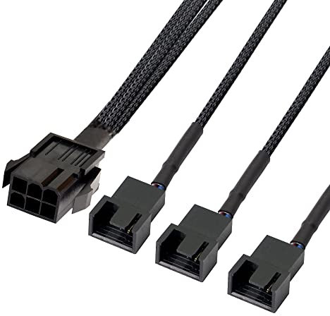 GELRHONR Cavo adattatore per ventola da 6 pin PCI-E a 3 x 3 pin 4 pin per PC, 3/4 pin a 6 pin PCI Express Scheda video grafica Power Computer Ventola di raffreddamento Splitter Cavo di alimentazione