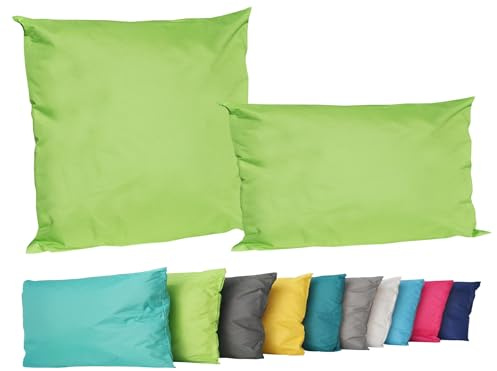 JACK 2er Set Outdoor Lounge Kissen Set 45x45cm + 30x50cm Dekokissen Inkl. Füllung Wasserfest Sitzkissen Garten Lotus Effekt, Farbe:Grün