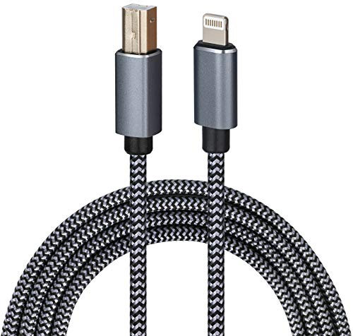 WORLDBOYU Lightning auf MIDI Kabel USB OTG Typ B Kabel für ausgewählte iPhone, iPad Modelle für Midi Controller, elektronisches Musikinstrument, Midi-Tastatur, USB-Mikrofon (4,5 m)