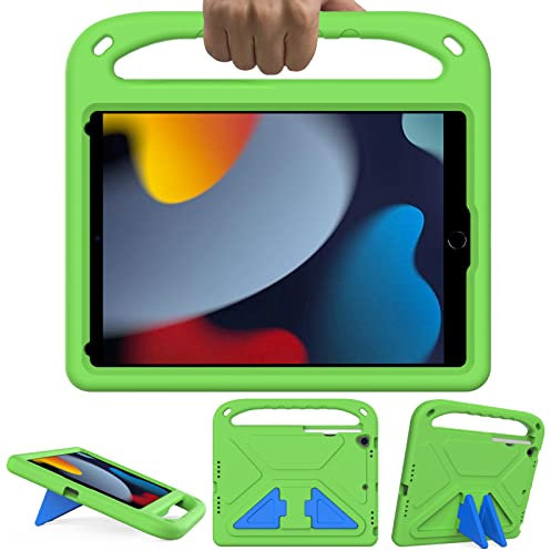 GOZOPO Kids Case for iPad 9th / 8th / 7th Generation (10.2 Inch 2021/2020/2019), Lightweight & Shockproof Handle Stand Case Compatible with iPad 10.2 / Air 3 10.5 / i Pad Pro 10.5 - Green
