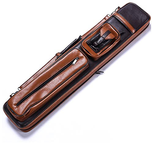 TROUFY Billardqueue-Koffer mit hoher Kapazität, 4 x 8/4 x 4, mit Rucksackgurten für 4 Hintern, 8 Schäfte/4B4S Billardqueue-Sticks (4 x 8, braun)