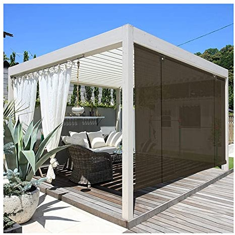 pujindu Außenjalousie, Außenrollo, 90% UV-Schutz Jalousien Blockieren Die Sonne Für Terrasse, Pergola, (Farbe : Braun, Größe : 1x1.8m)