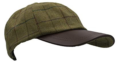 WALKER AND HAWKES Unisex Baseballkappe aus Tweed - Schirm aus Leder - Country-Stil - Beige - Einheitsgröße
