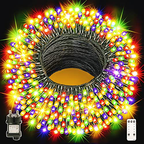 GYLEFY 100M Lichterkette Außen Weihnachtslichterkette 800LED mit Fernbedienung 8 Modi,Wasserdichte LED Lichterkette für Weihnachtsdekoration,Bunt