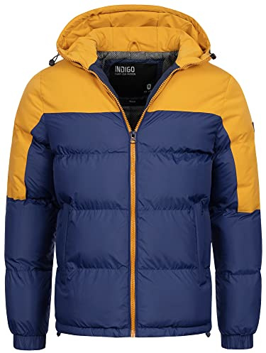 Indicode Herren Danix Winterjacke mit Kapuze | Herrenjacke Jacke Steppjacke Männer Navy, M