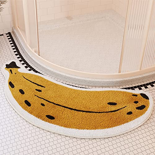 EUPXRHY Gebogene Duschmatte, Badvorleger Eckdusche Anti Rutsch Super Saugfähig Duschmatte Halbrund, Weich Duschmatte Viertelkreis in Bananenform, Maschinenwaschbar, 45x100cm