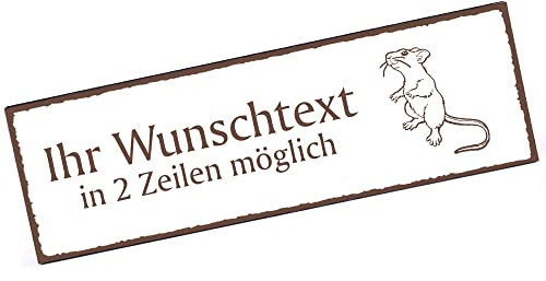 Türschild stehende Ratte Namensschild personalisiert mit Gravur- 150mm x 50mm - selbstklebend
