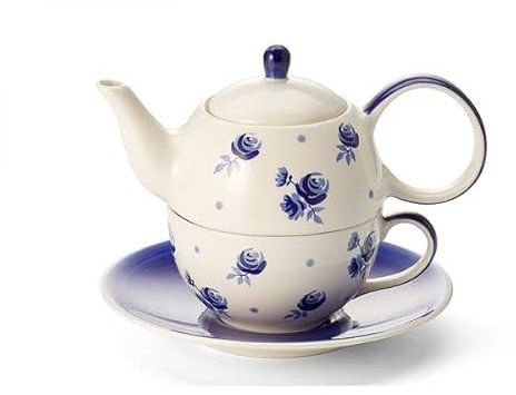 Tea for one Set Almut | in blau-weiß | handbemalt | aus Keramik