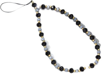 Böhmische Anti-Verlorene Handy Lanyard,Bunte Perle Telefon Lanyard Handykette Handschlaufe Universale Telefonkette Handy Charm Handyhülle Anhänger Dekoration Zubehör Handyanhänger für Damen,Schwarz