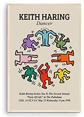 Nationcog Keith Haring Party of Life, Keith Haring Buntes Poster Keith Haring Ausstellungskunst, berühmte Kunstwerk, zeitgenössische Kunst, Street Art Poster, Galeriewand, Poster (ungerahmt), 30,5 x