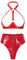 CHICTRY Womens 2 Piece Lingerie Set Stretch Vinyl Shelf Bra Quarter Cup Bra Tops with Panty Nightwear 2# Red M