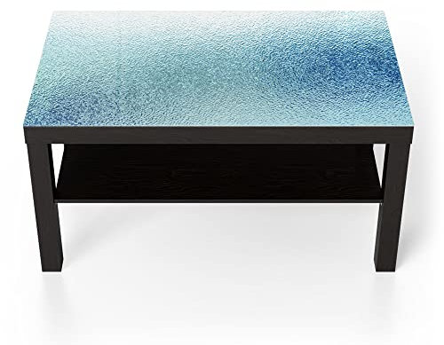 DEQORI Glastisch | schwarz groß 90x50 cm | Motiv Milchglas mit Blaustich | ausgefallener Beistelltisch aus Glas | Hochglanz Couchtisch fürs Wohnzimmer | moderner Couch Tisch mit Design