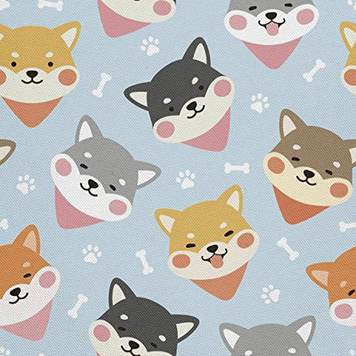 HEKO PANELS Oxford Wasserdichte Meterware Canvas-Stoff Polyester Zum Nähen Nähstoffe Möbelstoffe Dekostoffe Handwerken Wasserabweisend Blickdicht Shiba Inu 1 Meter 155 x 100 cm