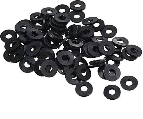 PATIKIL M6 Rondelle Plate Caoutchouc, 100 Paquet 5mm ID 13mm OD Étanchéité Entretoise Joint Anneau pour Robinet Tuyau Eau Tuyau Fixation Boulon,Noir