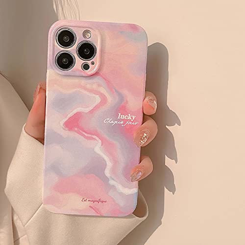 Bakicey für iPhone 14 Pro Hülle Marmor Dünn Aesthetic Glitzer Kratzfest Handyhülle PC Hardcase Mode Mädchen Matte TPU Schutzhülle Marble Stoßfeste Case Cover für iPhone 14 Pro, Rosa