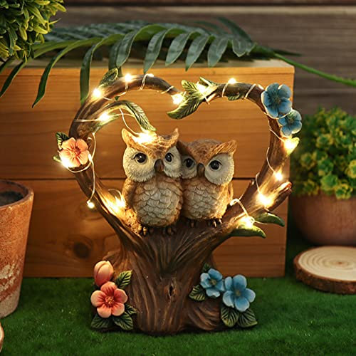 Tuzsocr Solar Eulen Gartenfiguren,Wetterfest Eule Solarleuchte,Eulen Gartendekoration,Eulen Geschenke Wasserdicht Tiere Solarlampen,Eule Gartenstatuen für Draußen,Rasen,Terrasse,Fensterbank (Stil 1)