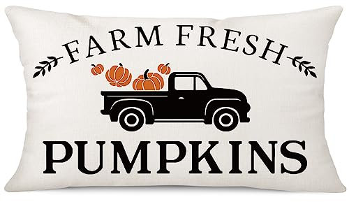Ohok Dekorativ Herbst Kissenbezug 30x50 cm, Polyester Leinen Kürbis Motiv Zierkissenbezüge, Deko Sofakissen Couchkissen Kissenhülle Set für Schlafzimmer Wohnzimmer Sofa Couch Auto (Stil A)