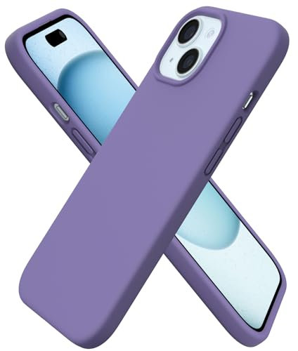 ORNARTO kompatibel mit iPhone 15 Hülle Silikon 6,1 Zoll, Ultra dünne Handyhülle iPhone 15 aus flüssigem Silikon, Kratzfeste und stoßfeste Schutzhülle iPhone 15 Hülle(2023) - Violett