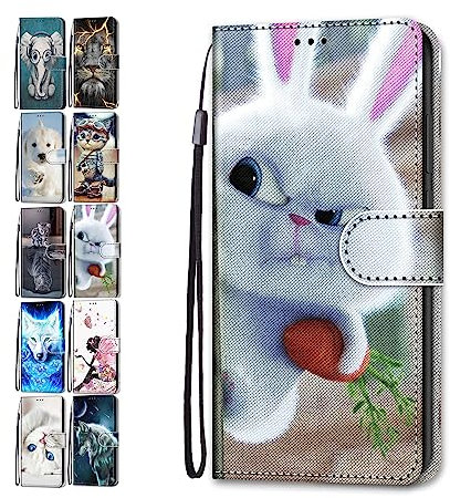 Hülle für Samsung Galaxy S20 Leder Tasche Flip Case Mädchen Jungs Muster Design Etui Schutzhülle Cover Handyhülle - Kaninchen