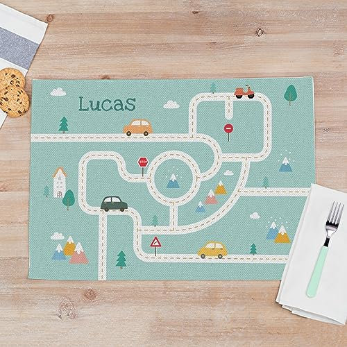 Wanapix | Tischset für Kinder Personalisiert mit Namen | Platzdecke Wachstuch Bedrucken | Wasserdicht | Für die Waschmaschine geeignet | 50x35 cm | Straße