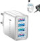 Cargador,4 Cargadores Multipuerto USB,3.0 Cargador USB de Pared,Compatible con la mayoría de los Smartphones y Otros Productos Digitales en el Mercado,Blanco