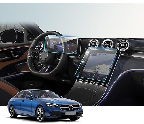 BIBIBO M-ercedes W206 / GLC X254 Navigation + Digital Cockpit Schutzfolie, Displayschutzfolie für M-ercedes Benz C-Klasse W206 / GLC X254 2022-2025, Panzerglasfolie Displayschutz, 9H Glasfolie