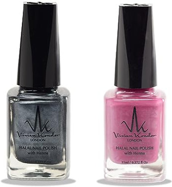 (Set Of 2) Henna Infused Permeable Nail Polish Wudhu and Vegan Friendly Long lasting Halal Polish (Decadent + Ameythst)