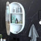 UkewEi Bois Armoire de Toilette avec Miroir Lumineux LED, Dimmable, Meuble Salle de Bain Porte Simple avec 2 Niveaux, Armoire À Pharmacie avec Miroir et Espace de Rangement, Rond, 40*70cm ( Color : D