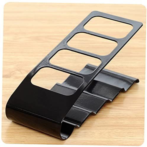 EXCEART Metal Remote Control Storage Rack Four-slot Organizer for Tv Air Conditioner Black Stand for Living Anti-slip Design Keeps Remotes Close at Hand