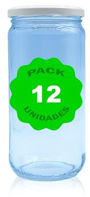 Pack 12 Botes,frascos,tarros,envases de cristal con tapa/cerradura,ideal para almacenaje de comida,conserva,frutas y verduras.Diferentes tamaños y colores.(Blanco, 720ml)