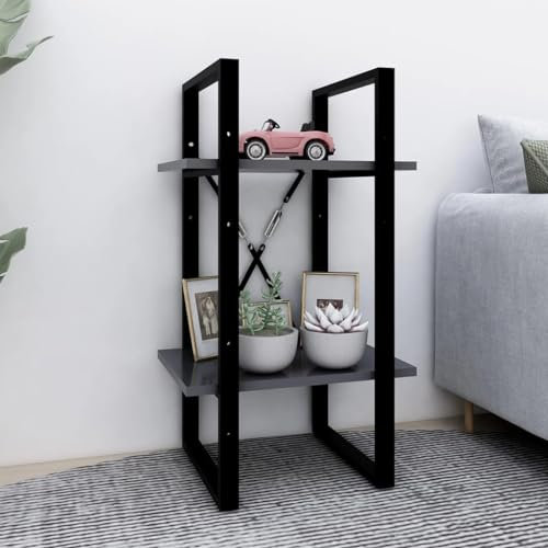 QJBSAVVA Bücherregal, Eckregal Stehend Schwerlastregal Schmales Regal Lagerregal Geeignet für Kellerraum Keller Schlafzimmer Küche 2 Fächer Grau 40x30x70 cm Holzwerkstoff
