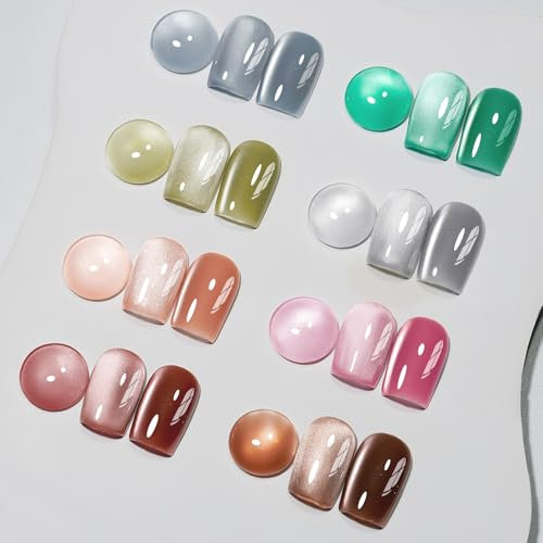 MIZHSE Cat Eye UV Cel Set - 8 Farben 9D Cateye UV Gel mit Magnet Mondlicht Katzenaugen Gel Nail Polish Magnet Nagelack Glitzer Cat Eye Gels Nagelack Set Art Manicure Salon Home DIY 7ml