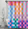 RoomTalks Mehrfarbiger karierter Retro-Duschvorhang für Badezimmer, extra lang, 183 cm Länge, leuchtender Regenbogen, bunt, modern, schlicht, groovig, ästhetisches Duschvorhang-Set mit Haken