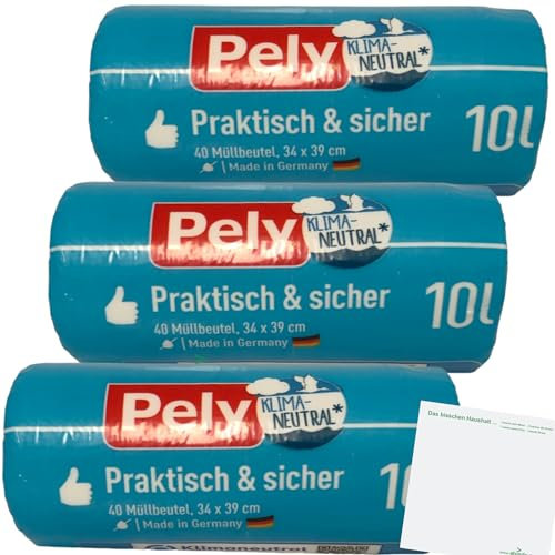 Pely Müllbeutel Praktisch und Sicher 3er Pack (3x40x10l Beutel) + usy Block