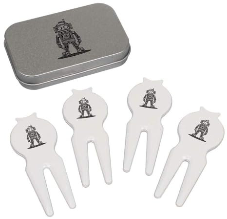 Azeeda 'Clockwork Steampunk Robot' Golf Divot Tool/Repair Fork Gift Set (GO00060108)