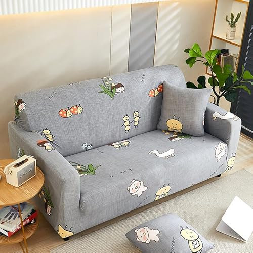 Sofaschoner Grau Gelb Sofaüberwurf Weich Spandex Sofaschoner rutschfest Couch Überwurf Waschbare Sofa Überzug Sofabezug mit Elastischen Riemen Sofabezug L Form Pflegeleicht 2 Sitzer