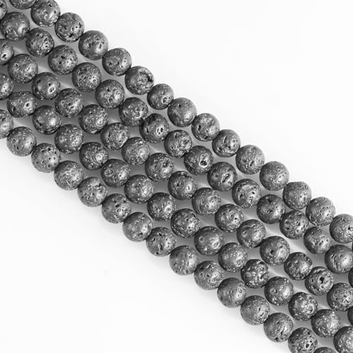 Naturstein Perlen Edelstein Perlen, 85 stück 4mm Lava Rock Naturstein Edelsteinperlen Polierte Runde Edelsteine Zum Auffädeln Edelsteine Steinperlen für Armbänder Ketten DIY Schmuck Basteln