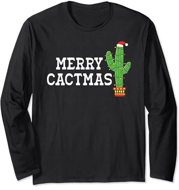 Merry Cactmas Kaktus Weihnachtsbaum Lichter Wüstenkaktus Langarmshirt