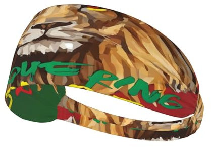 Sport Stirnband Rasta Reggae Gras Blatt Löwe Sport Stirnband Für Damen Und Herren Schnelltrocknend Schweißband rutschfest Sports Damen Stirnband, Für Tennis, Sommer, 54-60cm