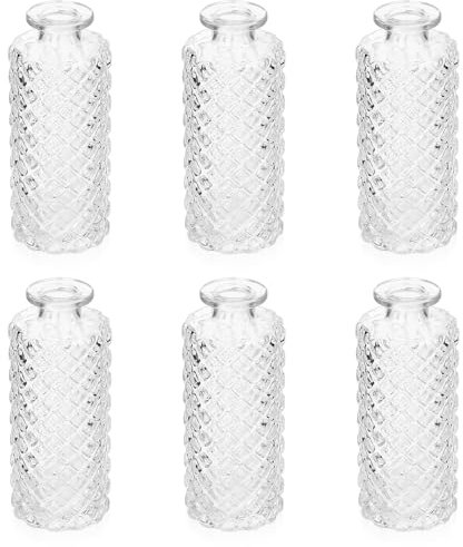 6 Pcs Jarrones Decorativos Modernos, Pequeños Jarrones para Flores, Jarrones de Vidrio, Jarrones de Cristal para Decoración de Mesa Boda, Centros de Mesa Decoracion, 13x5 cm