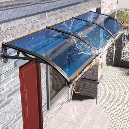 Pultbogenvordach,Türvordach,UV-Schutz vor Regen und Schnee Vordach Haustür Überdachung,Vordach für Eingangstür für Fenster,Garten,Terrasse,Veranda,Schallschutz,151 Größe (150x300cm/59x118)