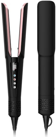 Supgaliy Plancha de Pelo Profesional a Iones, Alisador de Aire 2 en 1, Reduce la Rotura, Aumenta el Brillo y Protege el Color, 120℃-160℃ para Todos los Tipos de Cabello (Oro) (Rosa)