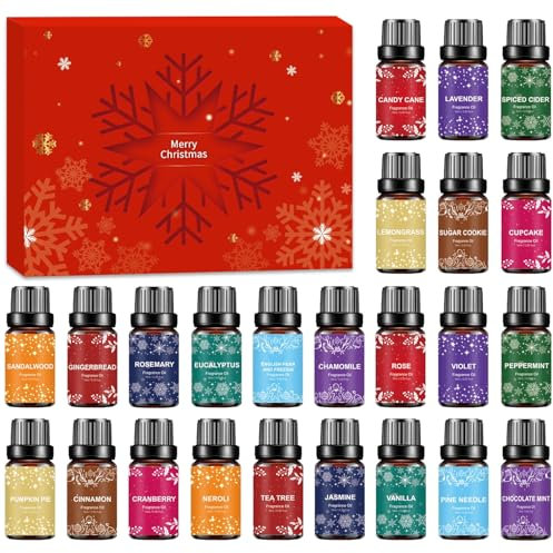 Duftöl Adventskalender 2024 Erwachsene Frauen Mädchen, Adventskalender Teenager Mädchen mit 24 x 10ml Aromatherapie Duftöl für Diffusor, Weihnachtskalender Geschenk